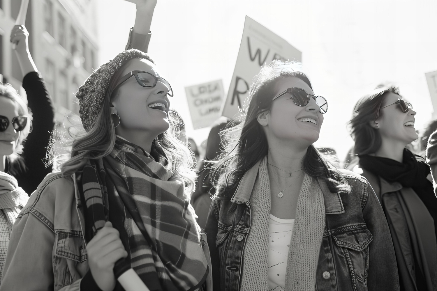 Donne che manifestano per la loro libertà e i loro diritti.